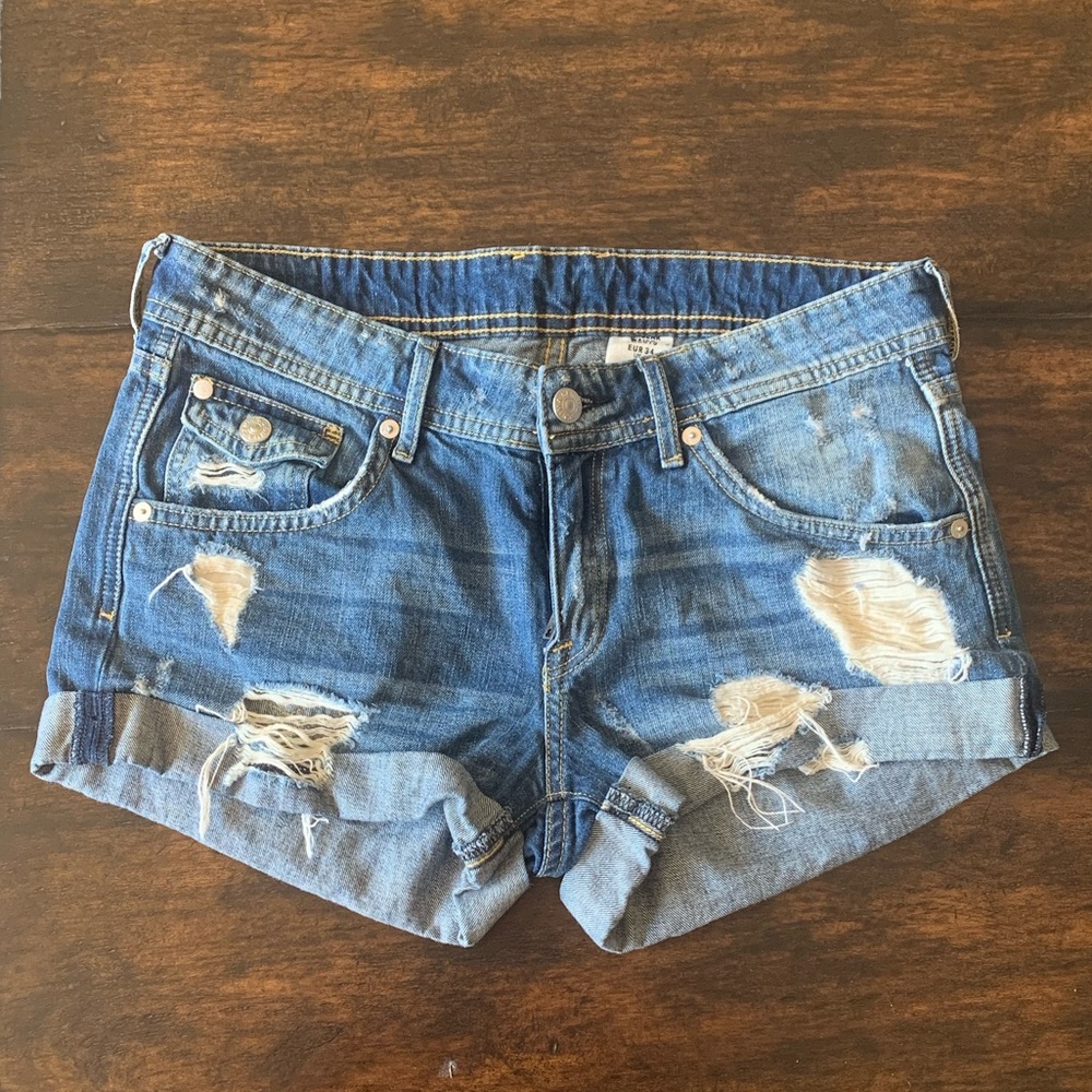 Mid waist jean shorts